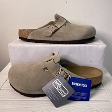 Birkenstock Unisex Size US M9 W11 EU 42 Boston BS Taupe Suede Soft Footbed Clogs