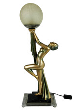 Superb Vintage 1930s Art Deco Figural Nude Lady Lamp- Leonardine Desk Table Rare