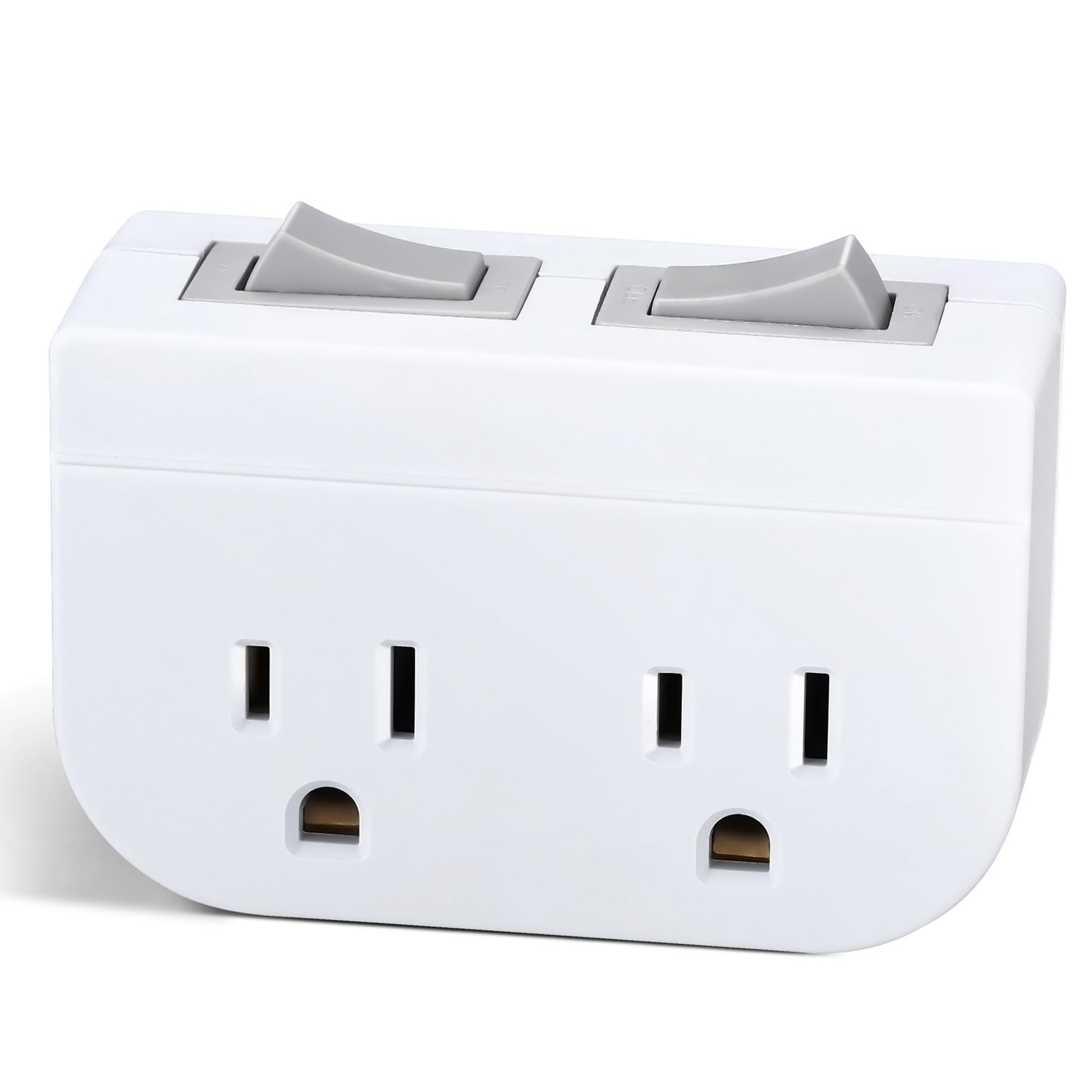 Grounded Double Outlet Power Adapter with Separate On/Off Sw