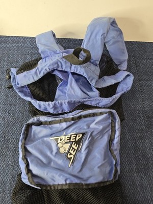 Deep See Blue Shoulder Mesh Professional Diving Equipment Drawstring Bag Vintage