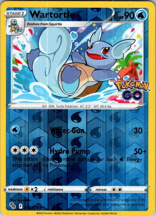 Wartortle Reverse Holo Uncommon Pokemon GO 016/078 LP