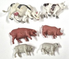 Vintage Hong Kong Farm Animal Figurines Lot 1960s 1970s Plastic Toys