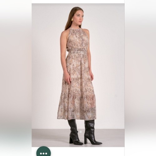 Elan Elegant Midi Dress in Brown Tones