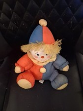 Prestige Toy Blue Red Yellow Plush Clown 10" Stuffed Nylon Vintage Squeak 1990