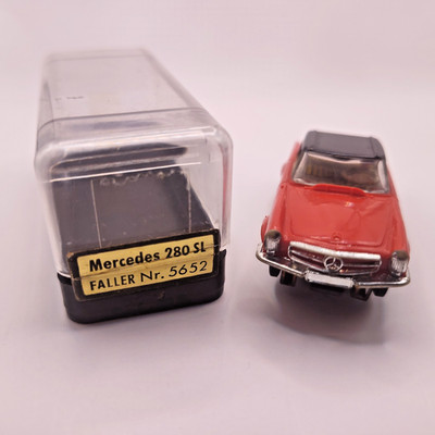 Faller AMS Mercedes 280 SL Hardtop #5652 HO Slot Car Red W Case VTG Tjet