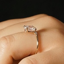 1.50Ct Oval Cut Real Natural Diamond Anniversary Ring Solid 14k Yellow Gold