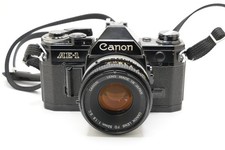 Canon AE-1 Black Film Camera FD 50mm f/1.8 S.C. Lens TESTED From JAPAN