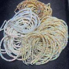 [10pcs] 8”Ethiopian Welo Fire Opal Gemstone Beaded Bracelets 925 Sterling Silver