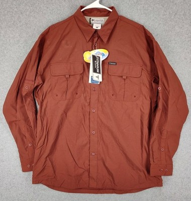 Columbia Mens Silver Ridge II Long Sleeve Shirt Red XL NWT Nylon Outdoor *READ*