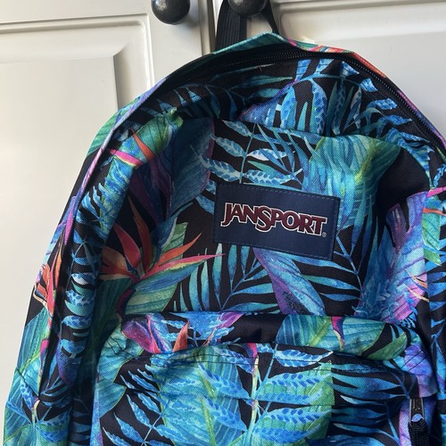 JanSport Superbreak One Backpack Monstera Falls Tropical Leaves Pattern - Picture 6 of 12