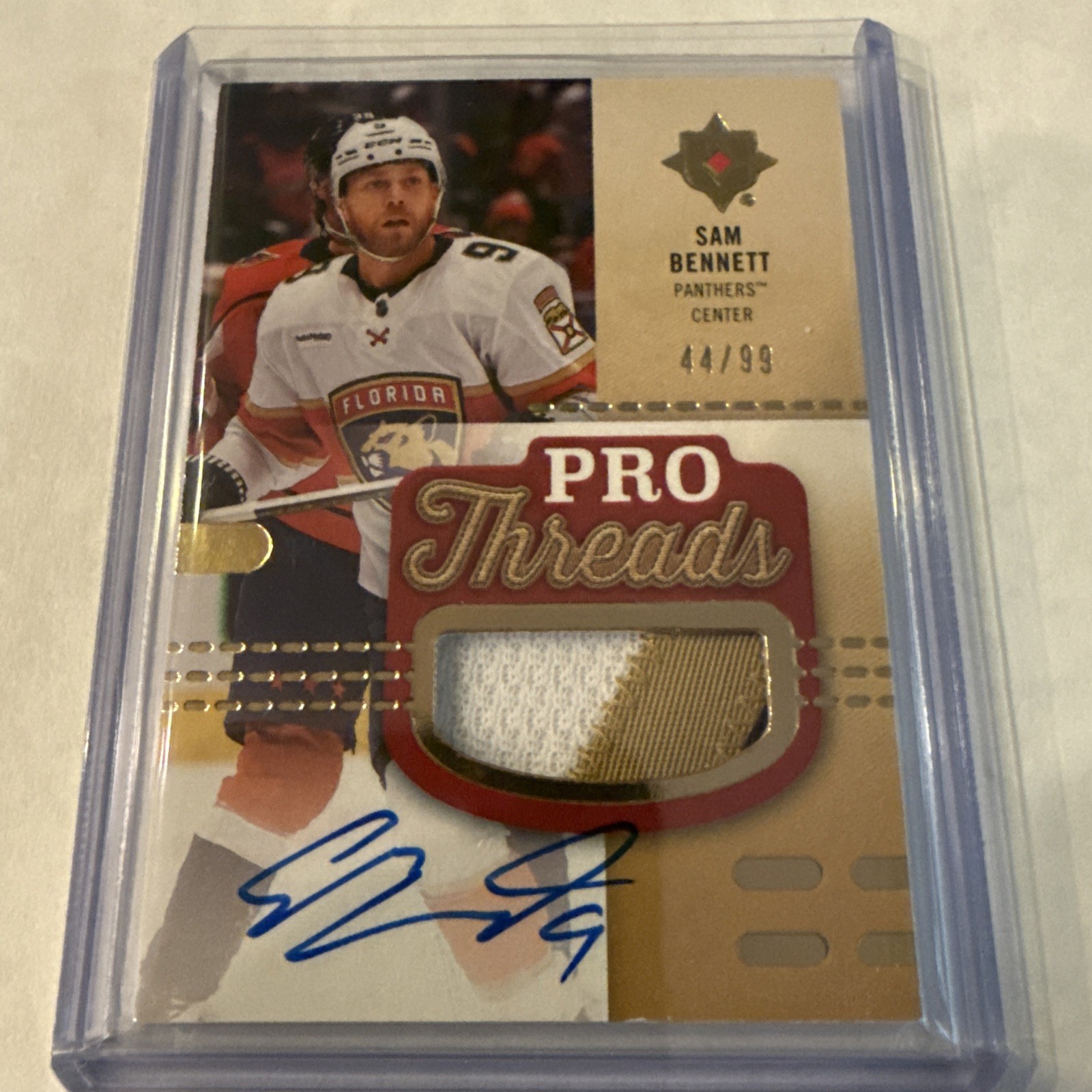 2025-26 UD Ultimate Pro Threads Auto Patch /99 Sam Bennett