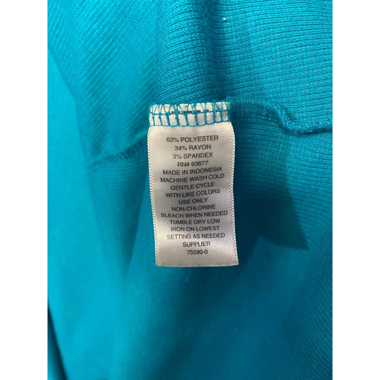 A New Approach Turquoise Blue Cutout Neck 3/4 Sleeve Ribbed Knit Top Women's L