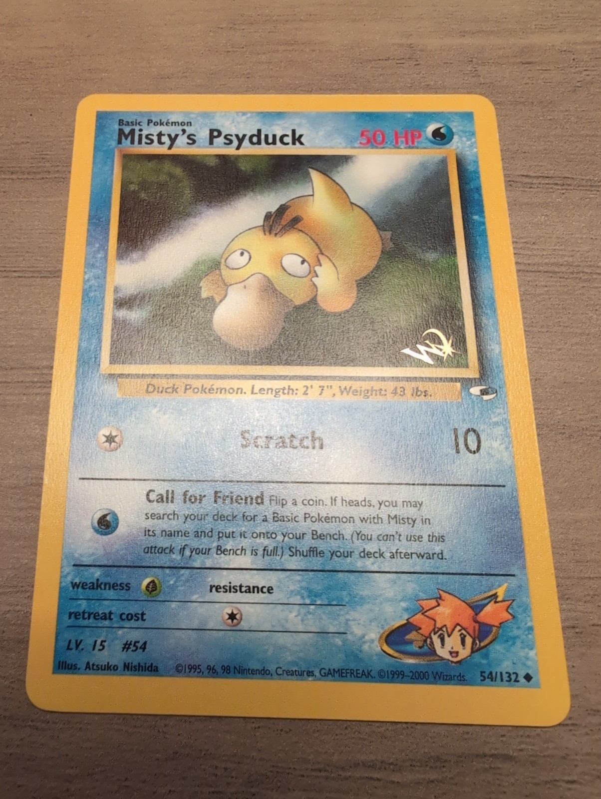 Misty's Psyduck 54/132 W Stamped Promo Gym Heroes WOTC Pokémon Card - NM