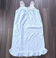 Vintage Carole Nightgown Sleepwear Dress Swiss Dot Size Medium Blue Pajama