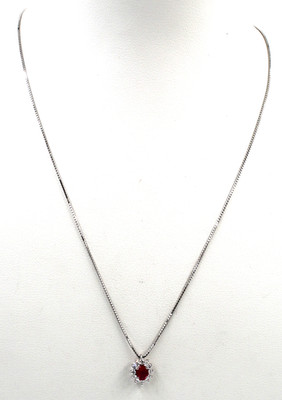 18Kt White Gold Necklace With Diamonds And Ruby