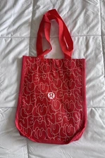 Lululemon 2025 Small Red and White Repeat Logo Reusable Shopping Bag New