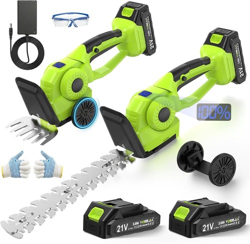 Akku-Heckenschere 21V 2-in-1 Grasschere Strauchschere 130/220mm