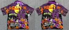 NWT Disney Parks Halloween Shirt Men Medium Mickey Mouse Pumpkin Patch AOP