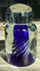 Large Vintage Blenko Art Glass Blue Air Twist SPIRAL Knob Paperweight 68D