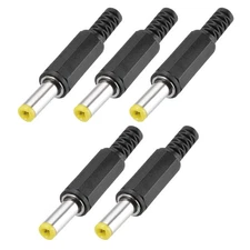 5pcs DC Power Male Adapter, 5.5mm x 2.1mm 2", Black