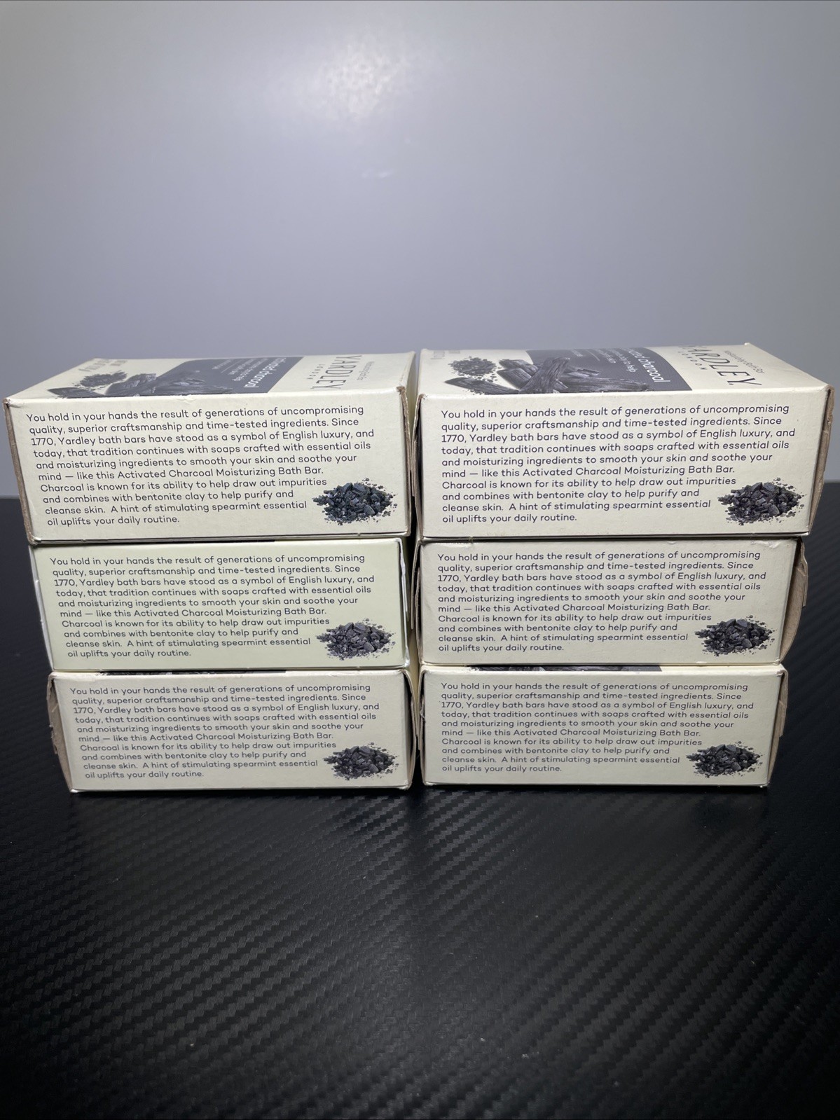 Lot of 6 Bars Yardley London Activated Charcoal Moisturizing Bath Soap 4.25oz Ea