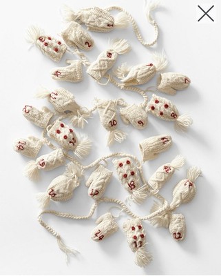Hats And Mittens Ivory Cable Advent Garland By Garnet Hill