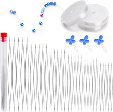 37Pcs Beading Needle Set for Jewelry Making, 30Pcs Big Eye white