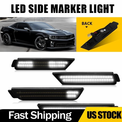 Smoke Front & Rear White LED Side Marker Lights – Fits 1968-69 Camaro, Impala, Nova, Corvette (Set Of 2)
