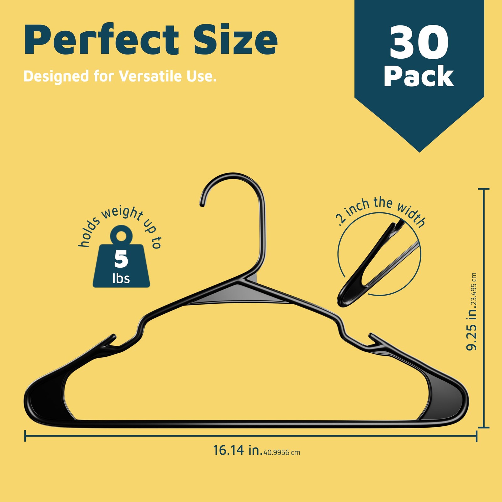Plastic Clothes Hanger Set - 30 Pieces Versatile, Lightweight, Space-Saving, ...