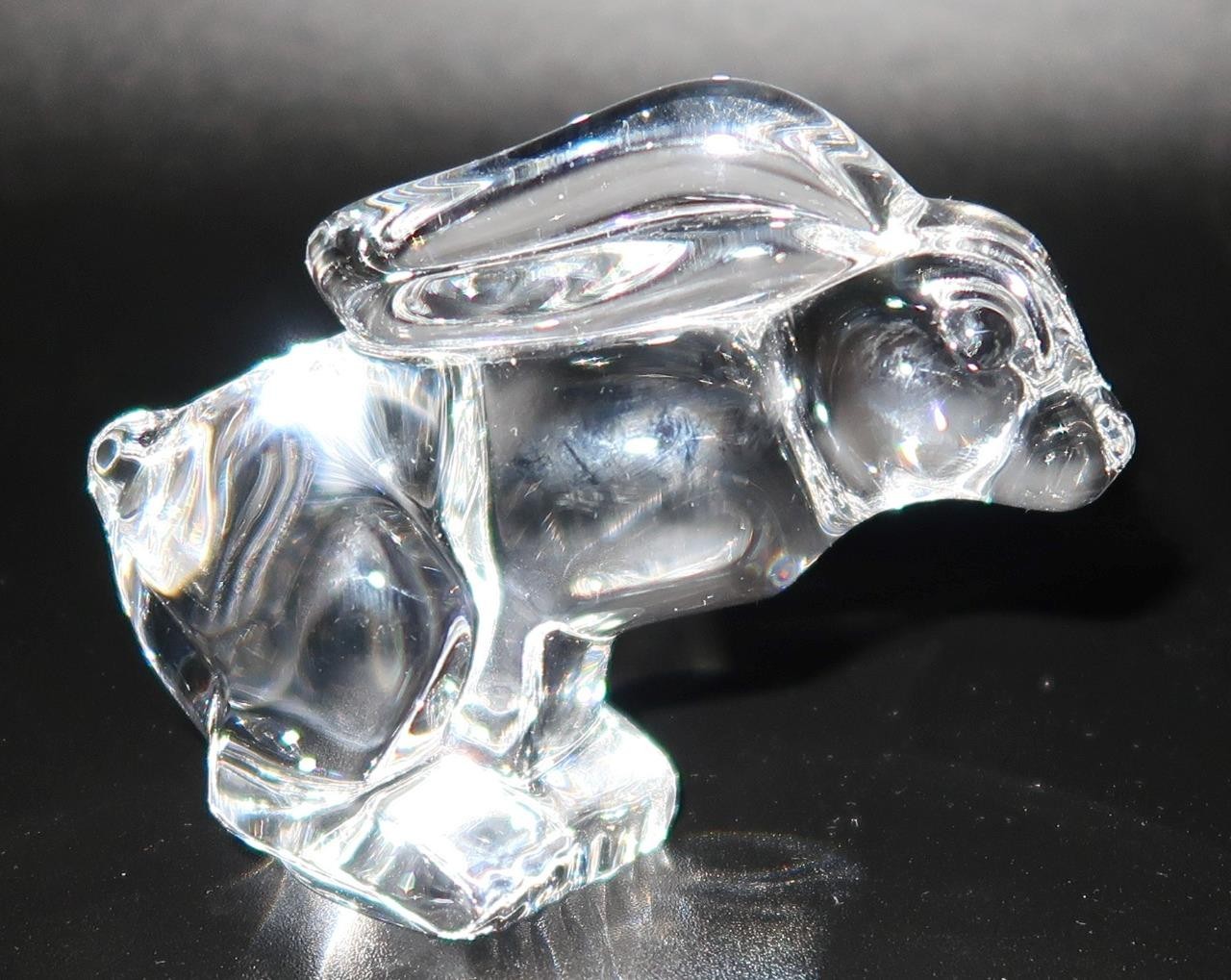 Stueben Glass #5543 HARE LE 1000/1300 Hand Cooler, Paperweight, Rabbit, Bunny 3"