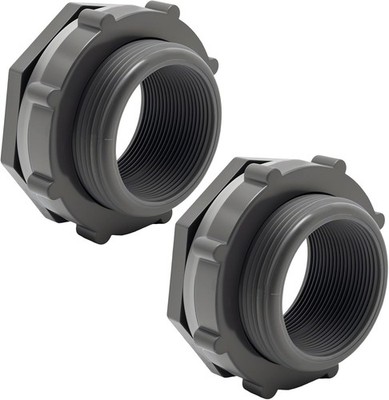 2'' PVC Bulkhead Fittings 2-Pack Double Thread Connector for Water Tanks Black
