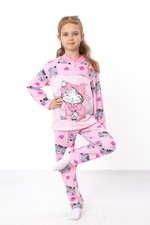 Girls’ Warm Brushed Pajama Set – Button Neck & Cute Print, , Demi-season,  No...
