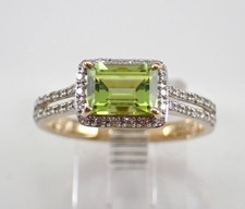 2Ct Emerald Cut Lab Created Peridot Women's Wedding Ring 14K White Gold Plated