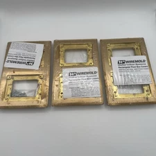 Lot Of 3 Wiremold Brass Carpet Floor Box Cover Fitting 827C 2 Gang Flange READ