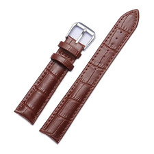 Gold Buckle Leather Watch Strap Fashion Black Brown Replacement Watchband 7 Colo