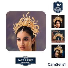 Medusa Headband Gold Snake Headpiece Halloween Costume Hair Accessories for W...
