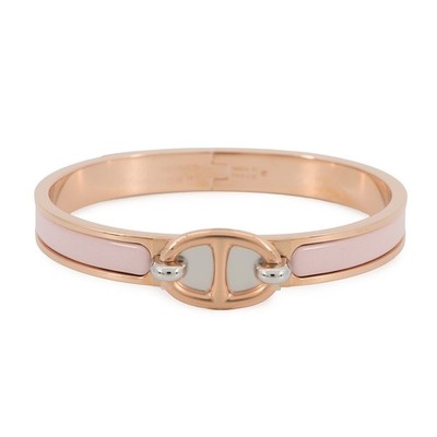 HERMES Mini Clic Chaine d'Ancre Bracelet Size PM Metal/Enamel Rose Kander