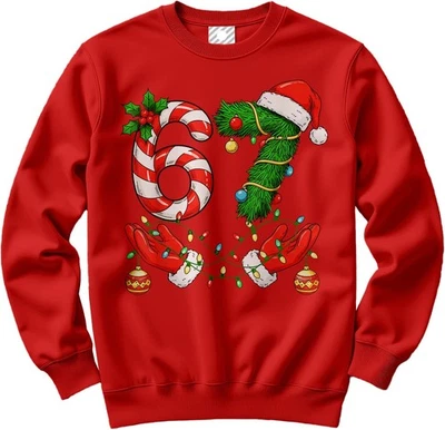 HOTSCAMP 67 Weihnachtspullover Tag 6 7 Santa Hände 6-7 Sweatshirt Six Seven Sweater Schule