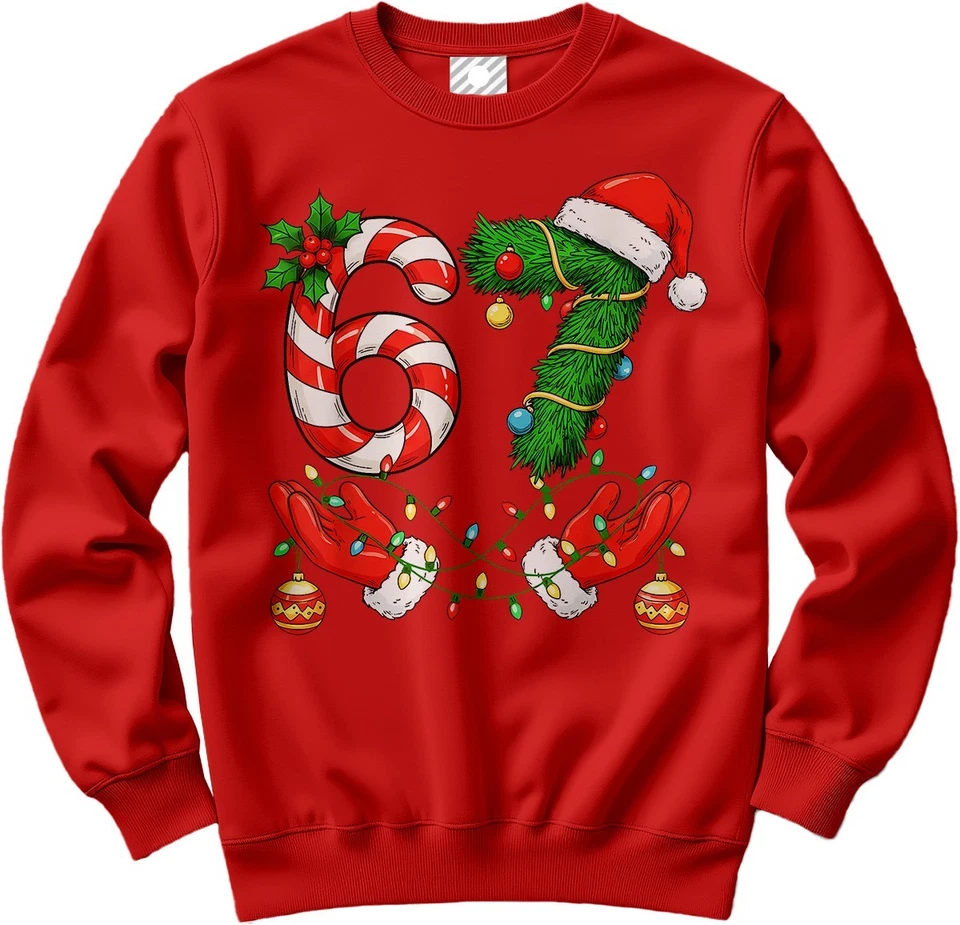 HOTSCAMP 67 Christmas Jumper Day 6 7 Santa Hands 6-7 Sweatshirt Six Seven Sweater School