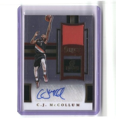 C.J. McCollum 03/99 2017-18 Select Autographed Memorabilia jersey match