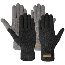 2 Pack Women's Cable Knit Winter Warm Soft  Comfy Touchscreen Texting Gloves