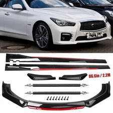 Front Bumper Lip Spoiler Splitter Side Skirt Glossy Black FOR Infiniti Q50 Sport