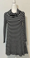 Lou & Grey Women’ Size XS  Striped Cowl Neck Jersey Knit Dress Minimalist Fall