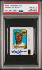 1969 Topps Decals Reggie Jackson Auto PSA 8 NM-MT AUTO 10 VERY LOW POP 86