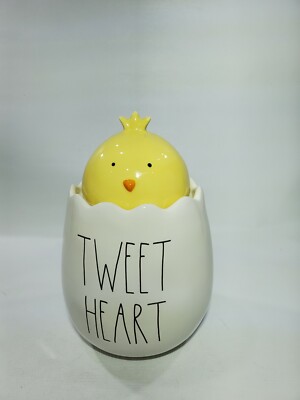 Rae Dunn ''TWEET HEART'' Egg Canister With Chick Topper Lid Easter Brand New 