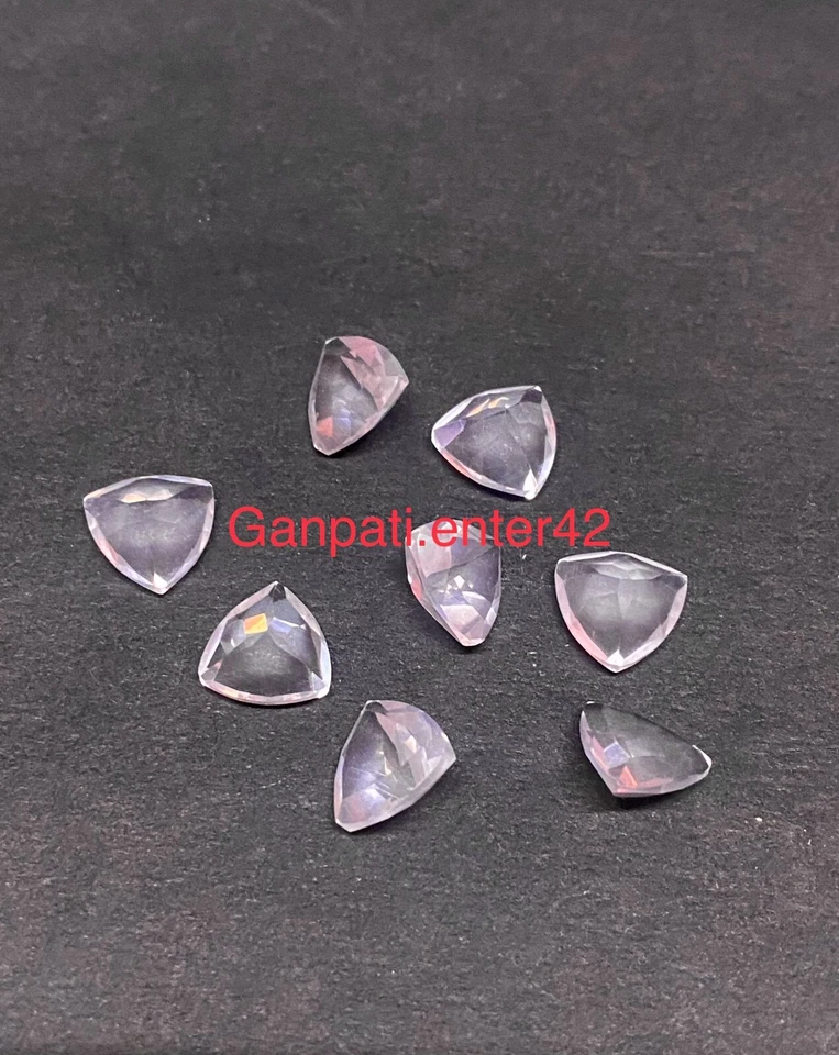 Cuarzo rosa natural facetado trillón corte 9x9 mm tamaño calibrado piedra preciosa suelta E Foto 4 de 4