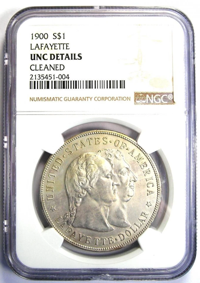 1900 Lafayette Silver Dollar $1 Coin - Certified NGC Uncirculated Detail UNC MS - Image 2 of 4