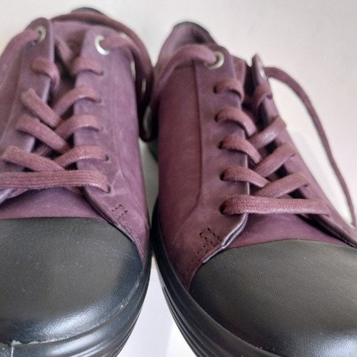 Ecco 37 UK 4.5 Fig Black Low Top Soft Shoes Pumps Nubuck Leather Lace Up Trainer - Picture 6 of 7