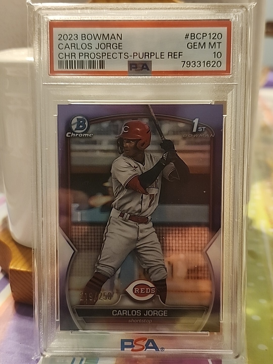 2023 Bowman Chrome Carlos Jorge RC Purple Refractor /250 BCP-120 Reds