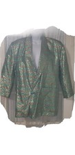 Vintage Forenza Jacket Blazer 80s Green Gold Metallic Sport Shoulder Pads Usa